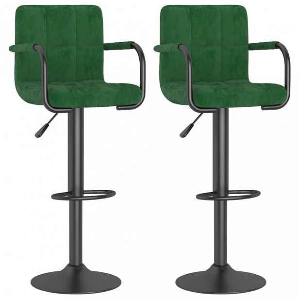 Barová židle 2 ks samet / kov Tmavě zelená