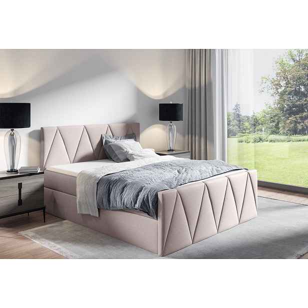 Jednolůžková postel GISELA LUX - 120x200, béžová + topper ZDARMA