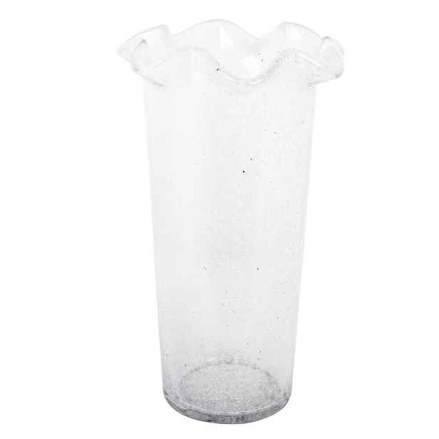 Průhledná skleněná vysoká váza s volánkem Milla - Ø 13*22 cm Strömshaga