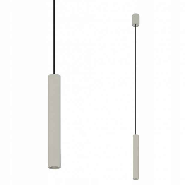 Závěsná lampa šedá s trubkovým stínítkem o průměru 30 cm nad ostrovem Nowodvorski
