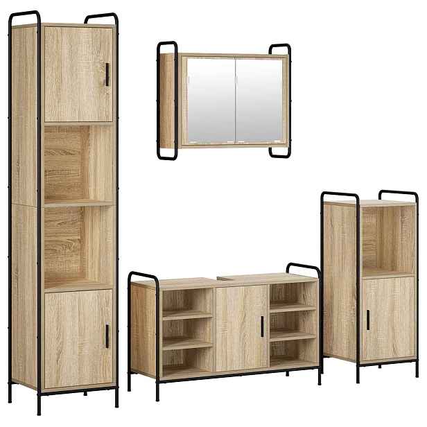 vidaXL Sada koupelnových skříněk 4 ks Dub sonoma 40 x 36 x 181 cm