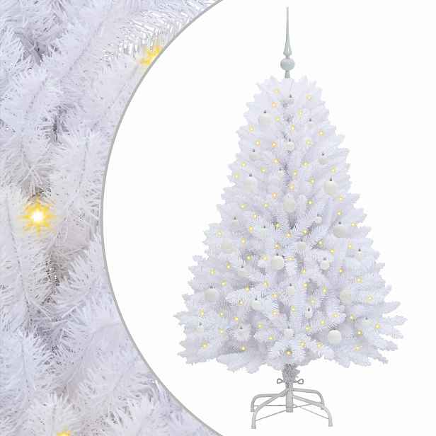 vidaXL Umělý Skládací Vánoční Strom Bílá 150 cm PVC a ocel