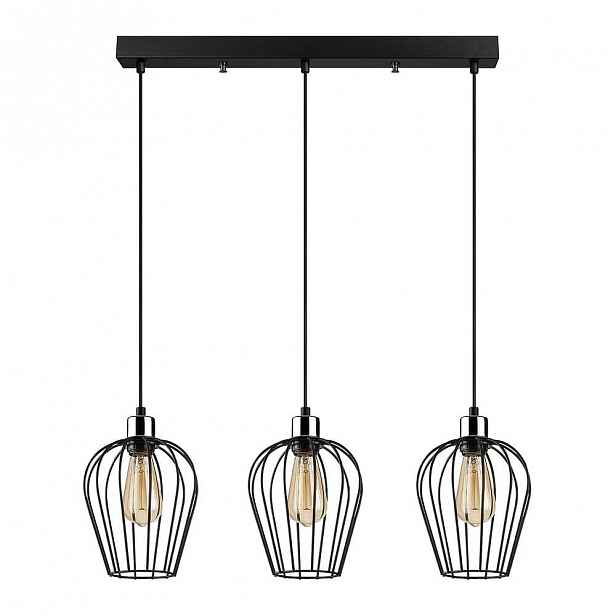 Černé závěsné svítidlo pro 3 žárovky Opviq lights Tel Long