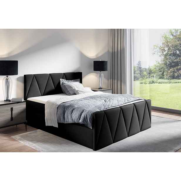 Jednolůžková postel GISELA LUX - 120x200, černá + topper ZDARMA