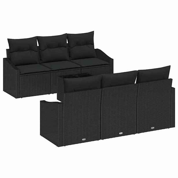 vidaXL Set pohovek 7 ks Černá polyratan