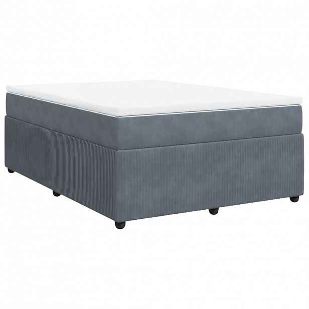 vidaXL Box spring postel s matrací tmavě šedá 160x200 cm samet