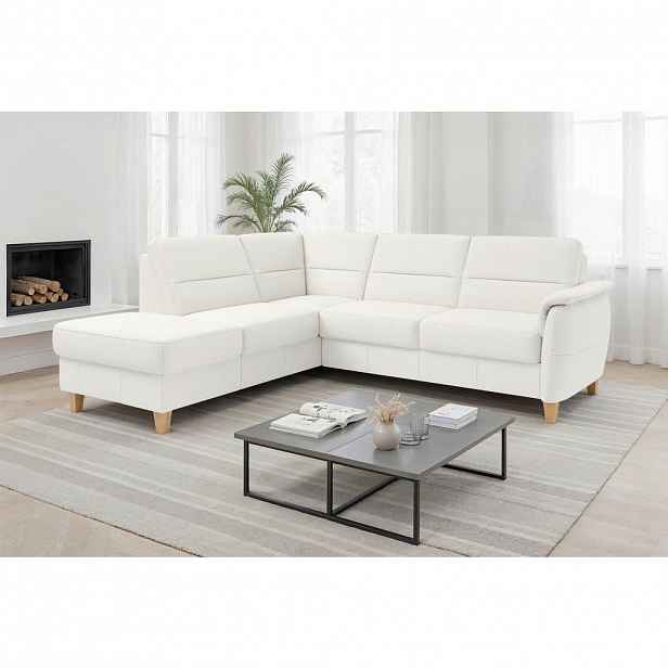 Sit & More ROHOVÁ SEDAČKA, textil, kůže, bílá