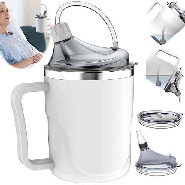 Hrnek Pro Seniory Nekapající Brčko Úchyty Zabraňuje Udušení 400 ML