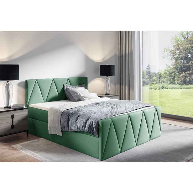 Jednolůžková postel GISELA LUX - 120x200, zelená + topper ZDARMA