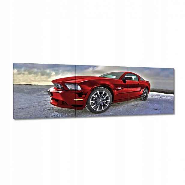 Obrazy 120x40 Červený Mustang Sníh