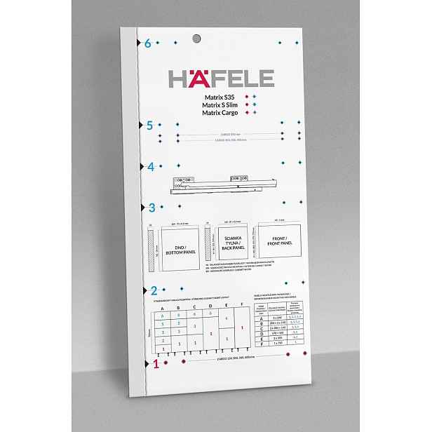 Šablona pro zásuvky Hafele Matrix S Slim velká pro korpus