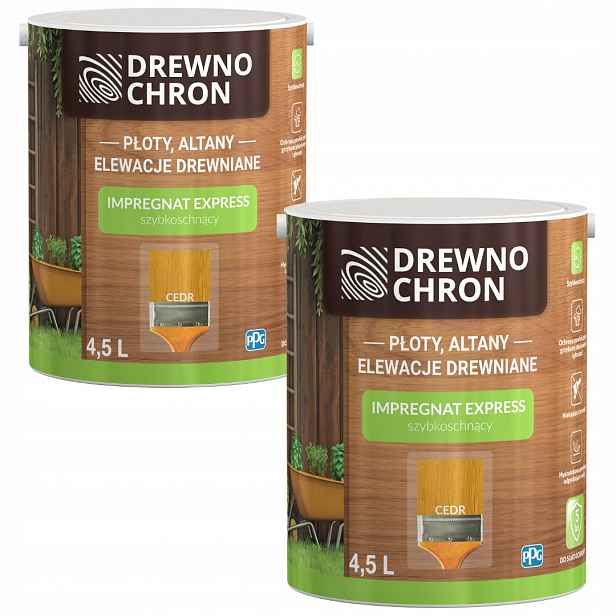 Set Drewnochron Express 2x4,5L Impregnat Na Cedrové Dřevo 9L