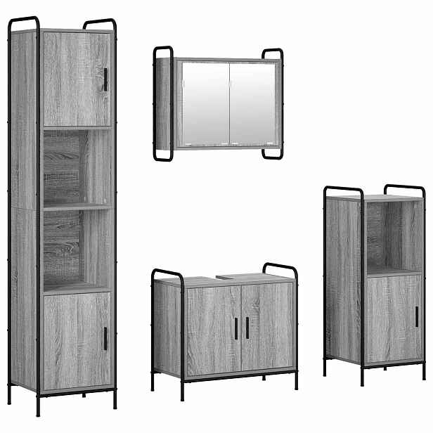 vidaXL Sada koupelnových skříněk 4 ks Šedý Sonoma 40 x 36 x 181 cm