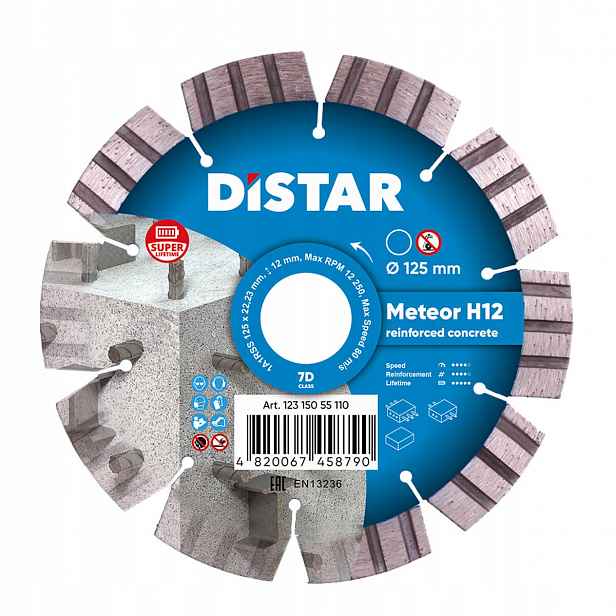 Řezací kotouč Distar 125 mm pro betonu s otvorem 22,2 mm