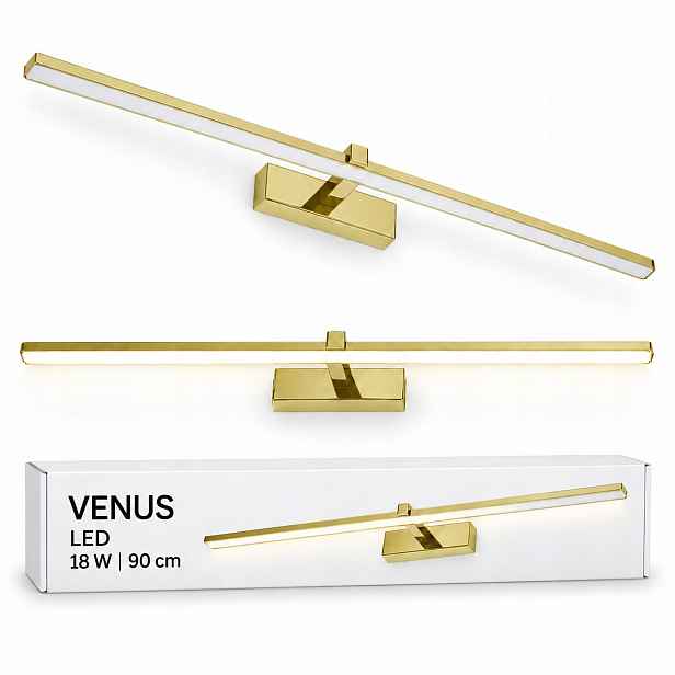 Venus nástěnné svítidlo 18W 90 cm zlaté Led do koupelny nad zrcadlo 4200K IP44 1100lm