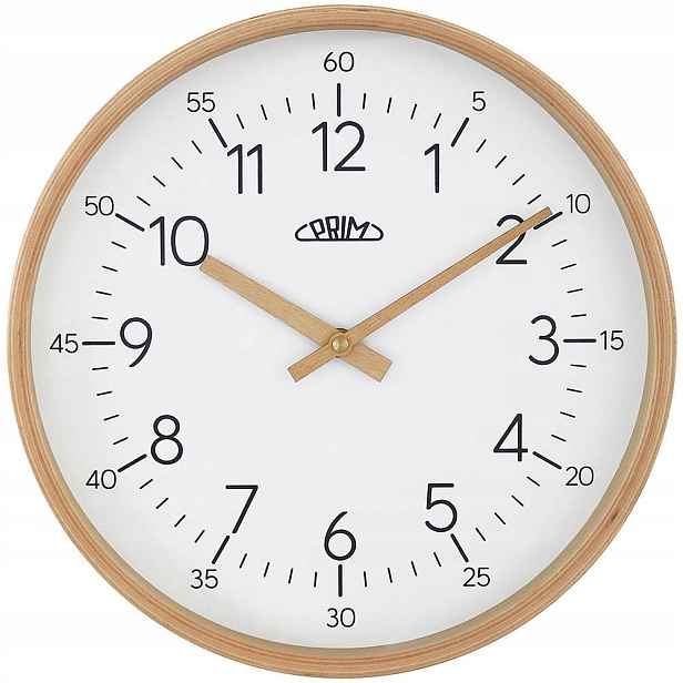 Dřevěné Elegantní Kulatý Tiché Nástěnné Hodiny Prim E07P.3854.5300 30 cm