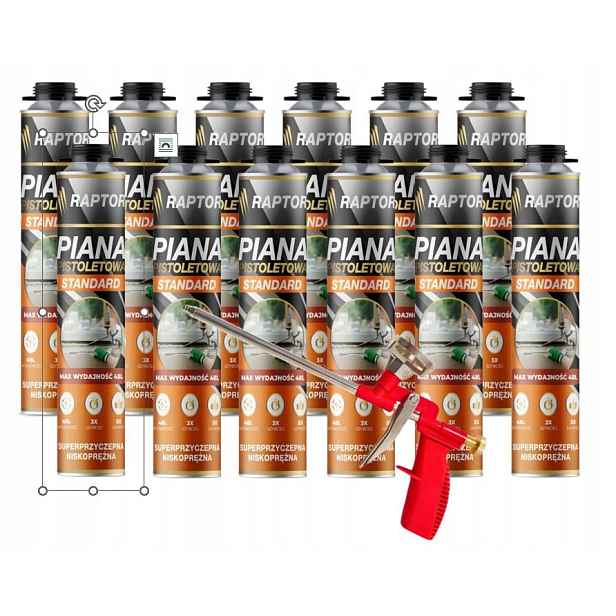 12 x Montážní pěna Standard nízkotlaká pistolová Raptor pistole