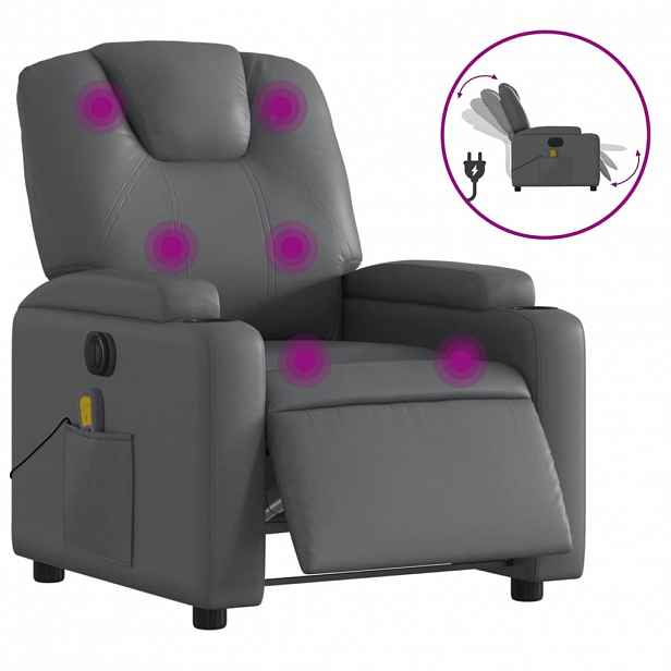 vidaXL Elektrické masážní polohovací křeslo šedé umělá kůže