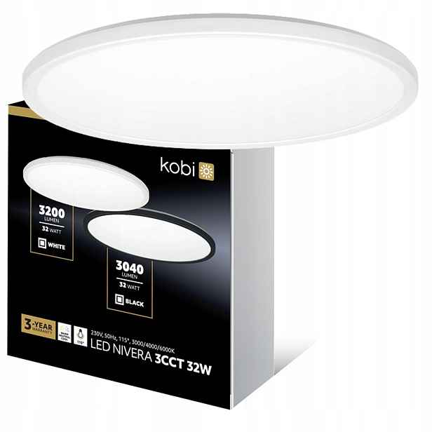 Stropní Svítidlo Led Stropní Svítidlo na omítku 32W 3200lm Cct IP54 Kulatý Kobi