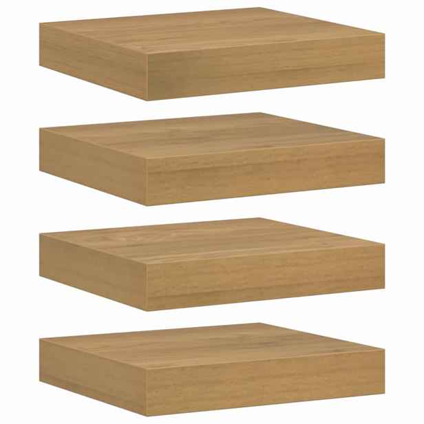 vidaXL Nástěnná polička 4 ks Hnědá 23 x 23,5 x 3,8 cm Kompozitní dřevo