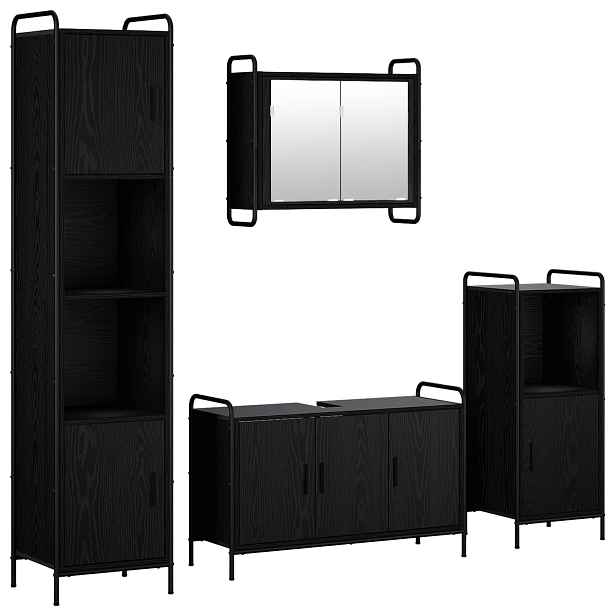 vidaXL Sada koupelnových skříněk 4 ks Černý dub 40 x 36 x 181 cm