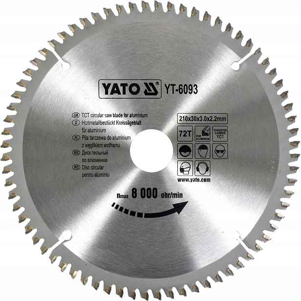 Vidiový Kotouč Na Hliník 210X72TX30 M Yato YT-6093