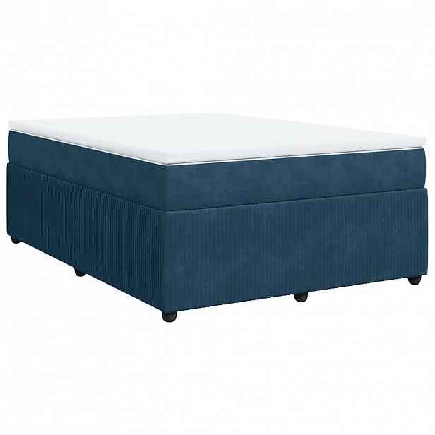 vidaXL Box spring postel s matrací tmavě modrá 160x200 cm samet