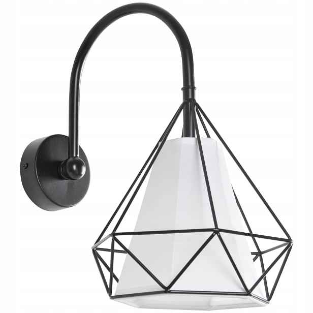 Černá drátěná nástěnná lampa s bílým stínidlem, moderní Polux