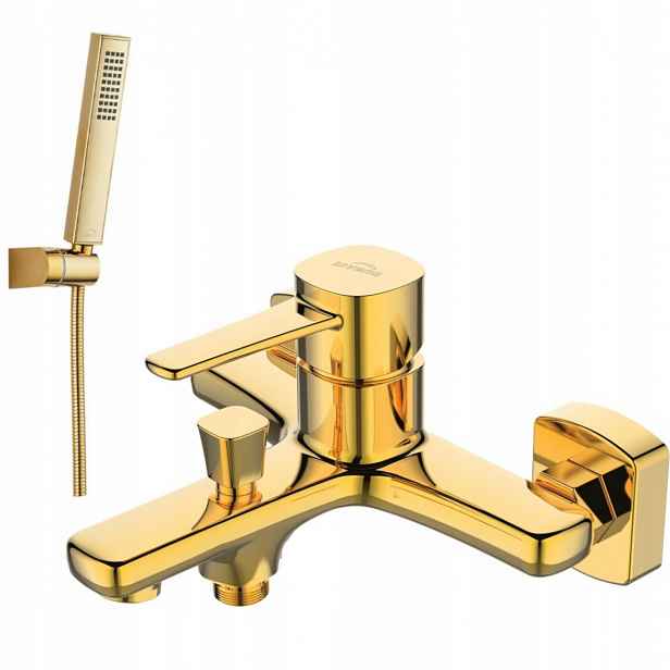 Invena Nástěnná vanová baterie Glamour zlatá sprchový set