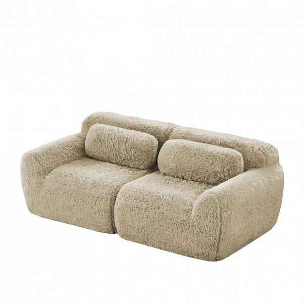 Modfu 2MÍSTNÁ modulární pohovka z plyše světle 204x104x73 cm khaki bezrámová