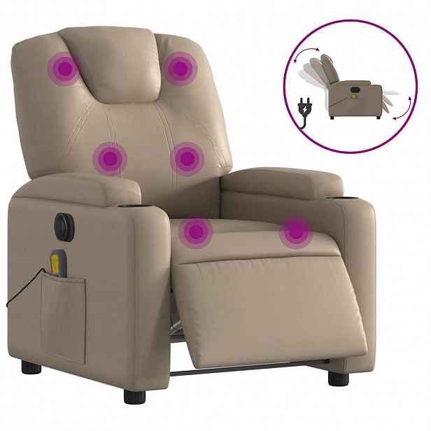vidaXL Elektrické masážní polohovací křeslo cappuccino umělá kůže