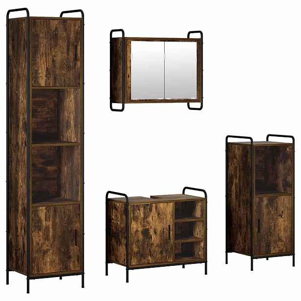 vidaXL Sada koupelnových skříněk 4 ks Kouřový dub 40 x 36 x 181 cm