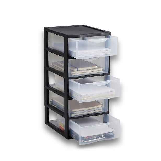 SUNDIS Úložný box s 5 vyššími zásuvkami, antracit, OFFICEMIX A4