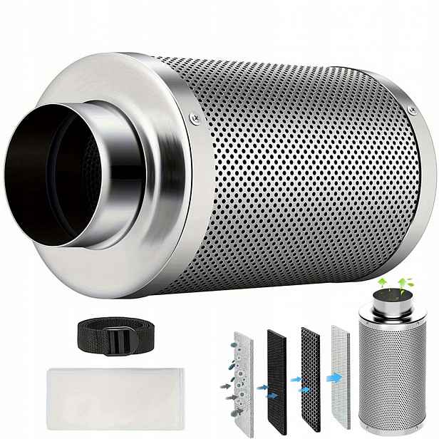 Ventilační Filtr 4" X 12" S Aktivním Uhlím Pro Dům A Skleník 100 X 300 MM