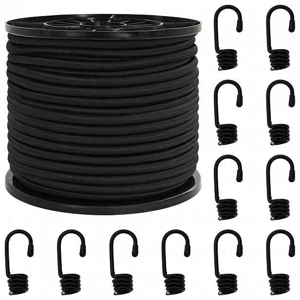 vidaXL Bungee šňůry s háčky 8 mm Černá PP a guma