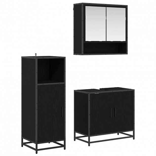 vidaXL Sada koupelnového nábytku 3 ks Černý dub 35 x 37,5 x 100 cm