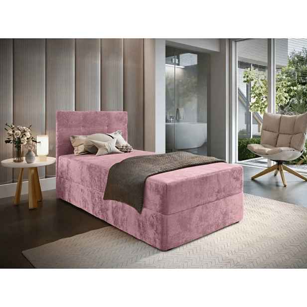 Čalouněná postel boxspring GLORIEN VELVET 90x200 cm růžová Matrace: Matrace Bonell pružinová