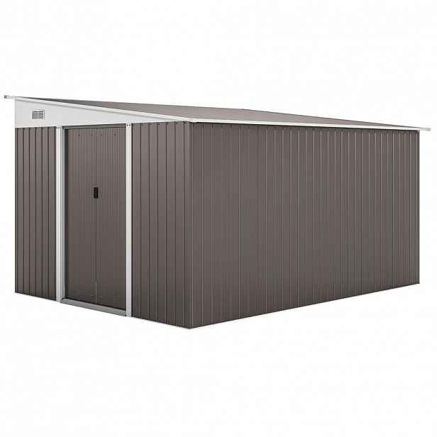 Outsunny 8,9 € Kůlna na nářadí Ocelová kůlna na nářadí Zahradní domek s pultovou střechou, posuvnými dveřmi, šedá
