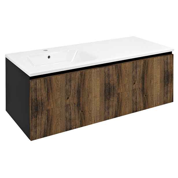 Sapho LOREA skříňka 120x46x51,5cm (90+30cm), levá, dub collingwood/černá mat