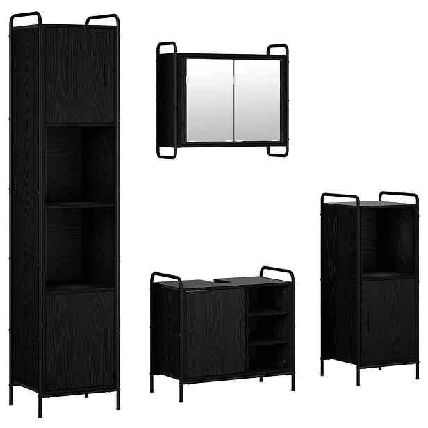 vidaXL Sada koupelnových skříněk 4 ks Černý dub 40 x 36 x 181 cm