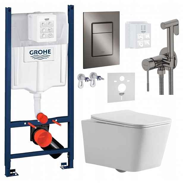 Set Wc Stelaz Grohe Wc Mísa Tornado Tlačítko Grafit baterie grafit
