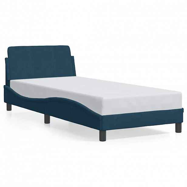 vidaXL Rám postele s čelem Dover modrý 80 x 200 cm samet