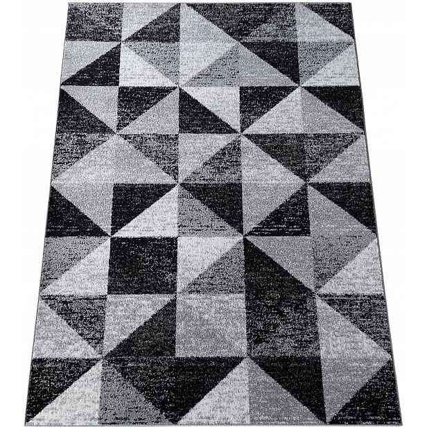 Koberec šedočerný, geometrický 120 x 160 cm