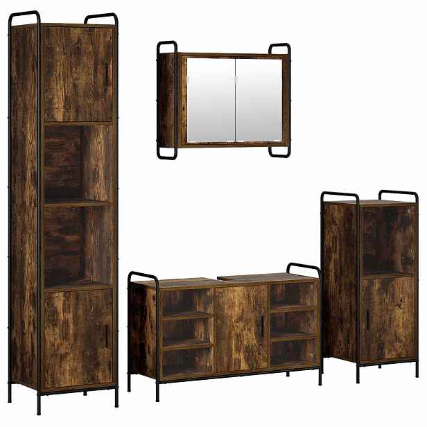 vidaXL Sada koupelnových skříněk 4 ks Kouřový dub 40 x 36 x 181 cm