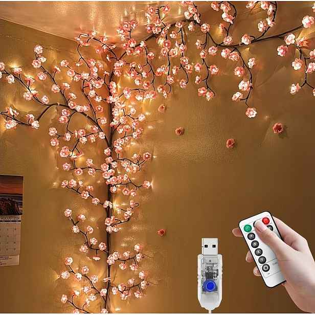 Lampa Girlanda Větvička Strom Sakura růžová višňový květ 160 cm Dálkový Ovladač