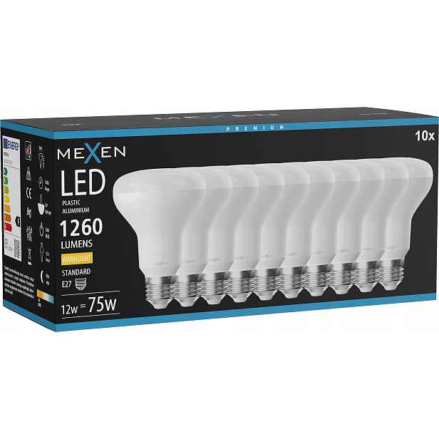 Mexen Nova 10X Led Žárovka E27 R80 12W Teplá Bílá 3000K 1260 LM