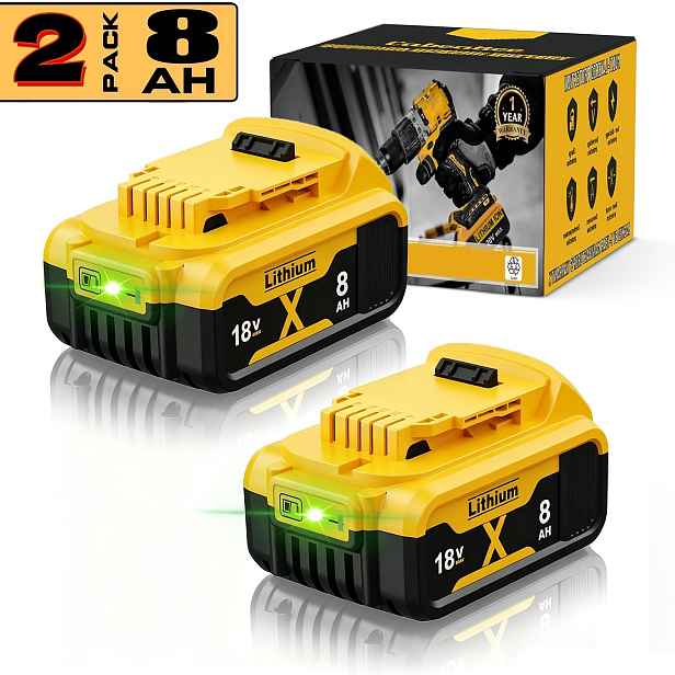 TEMU 2 balení 18V 8000mAh Li-Ion 18V MAX baterií kompatibilních s DCB200 DCB180 DCB181 DCB201 18V bateriemi s LED indikací