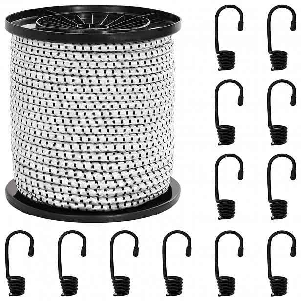 vidaXL Bungee šňůry s háčky 4 mm Černá a bílá PP a guma