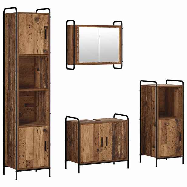 vidaXL Sada koupelnových skříněk 4 ks Staré dřevo 40 x 36 x 181 cm