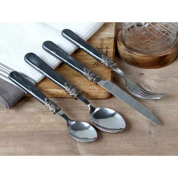 4-dílná antique granitová sada příboru Linas - 23cm Chic Antique